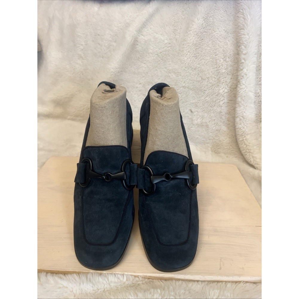 Vaneli Womens Navy Suede Alroy Loafer Pumps Size 8 Narrow EUC